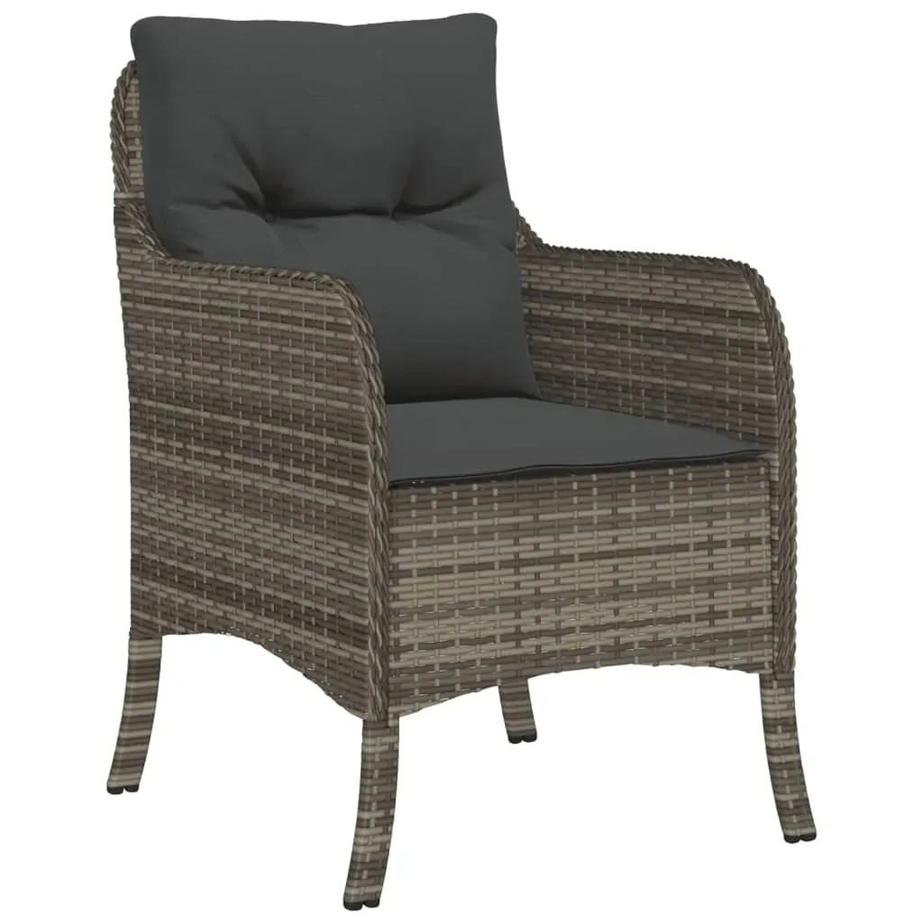 7 Piece Garden Dining Set with Cushions Grey Poly Rattan Price