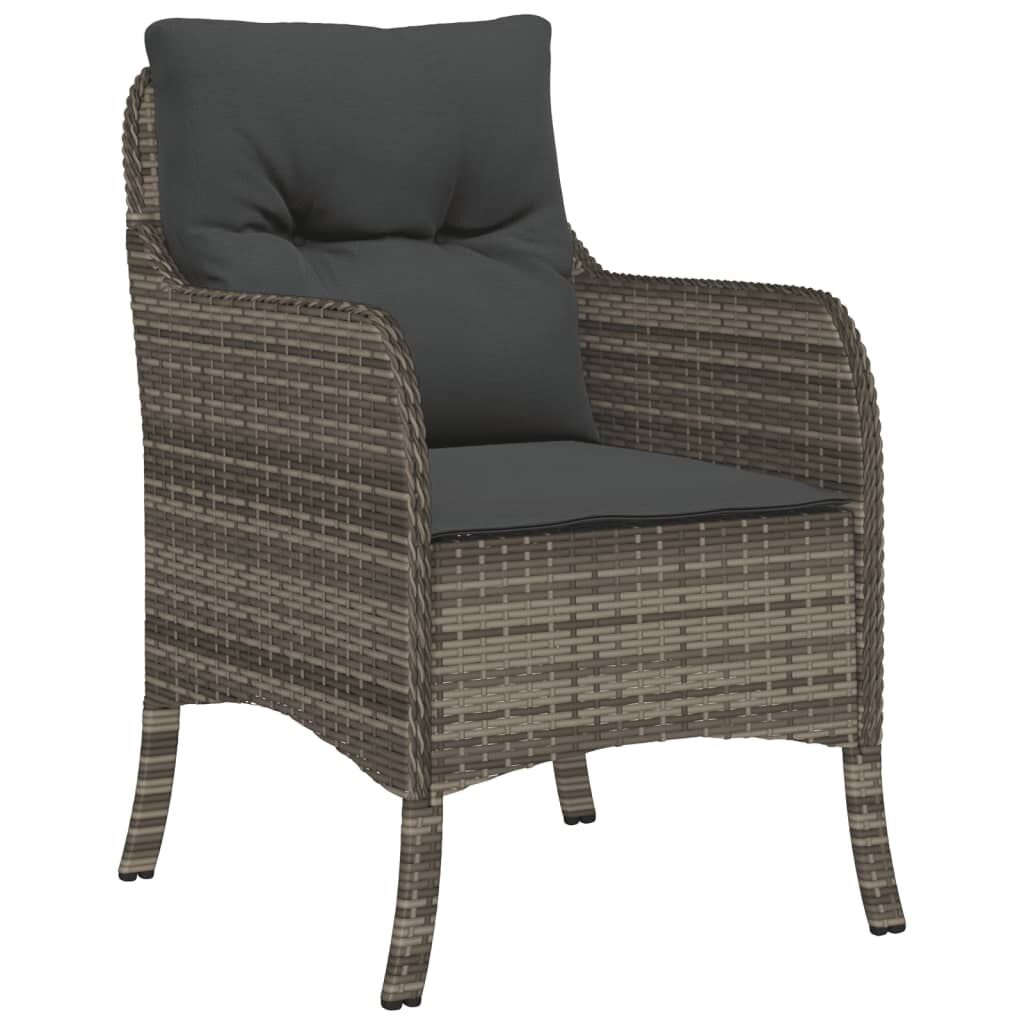 5 Piece Garden Dining Set with Cushions Grey Poly Rattan Price