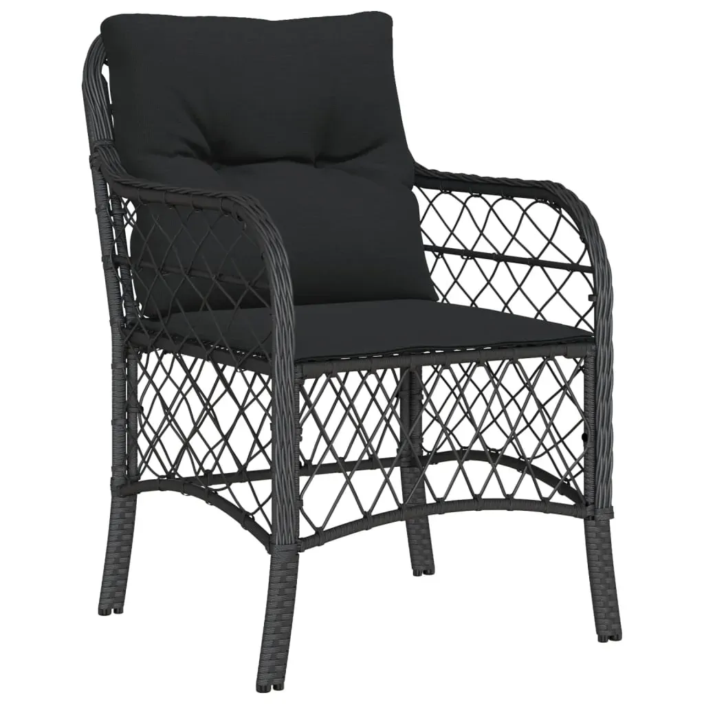 7 Piece Garden Dining Set with Cushions Black Poly Rattan Price