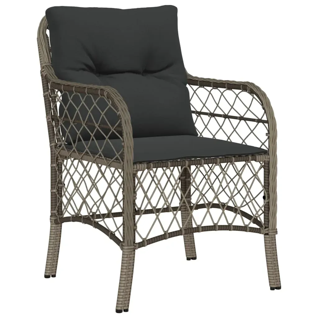 7 Piece Garden Dining Set with Cushions Grey Poly Rattan Price