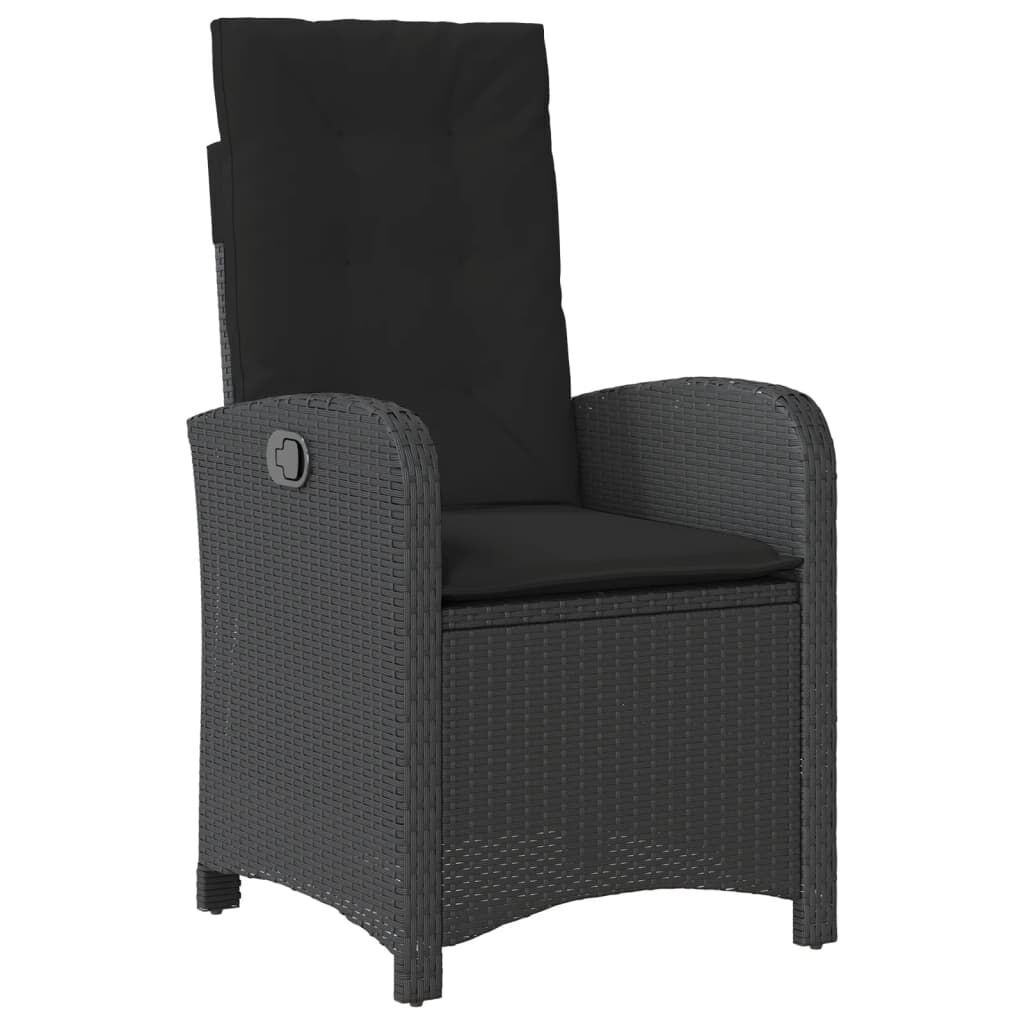 7 Piece Garden Dining Set with Cushions Black Poly Rattan Price