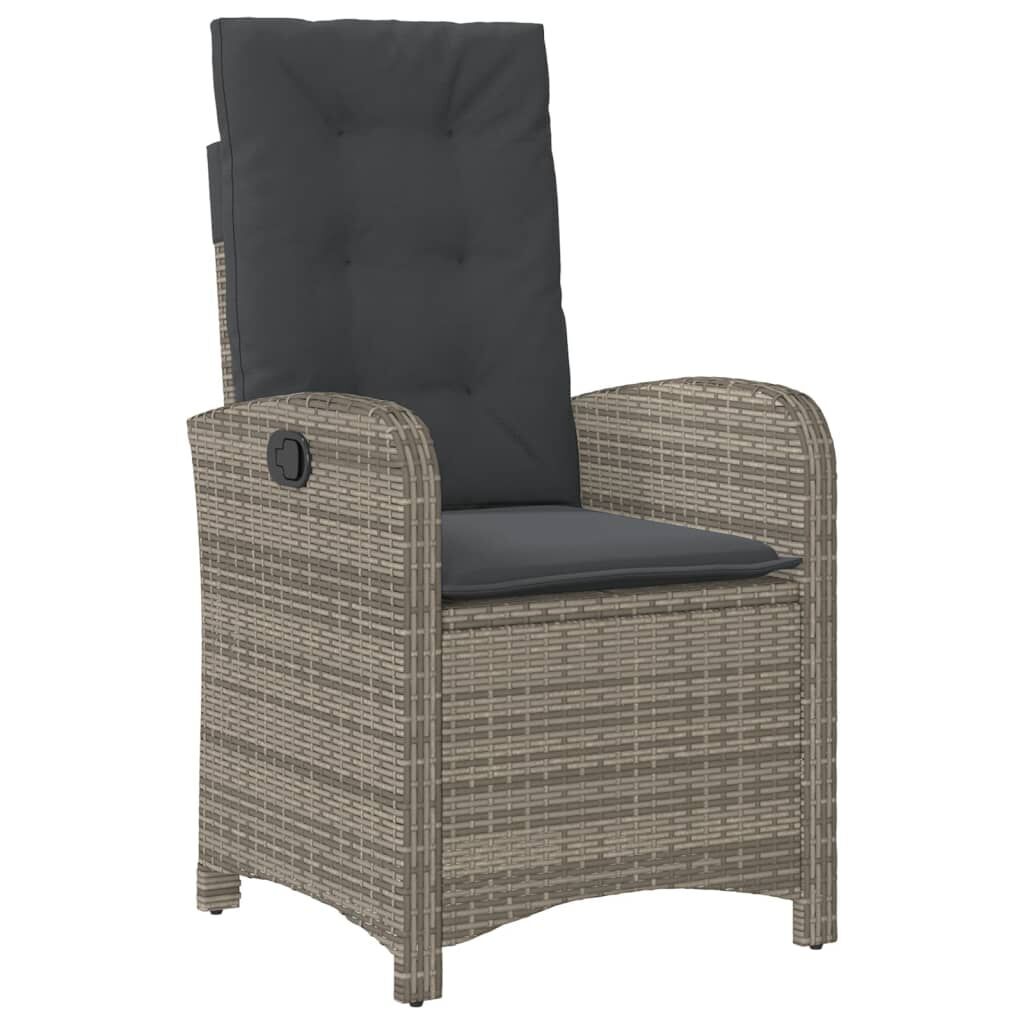 7 Piece Garden Dining Set with Cushions Grey Poly Rattan Price