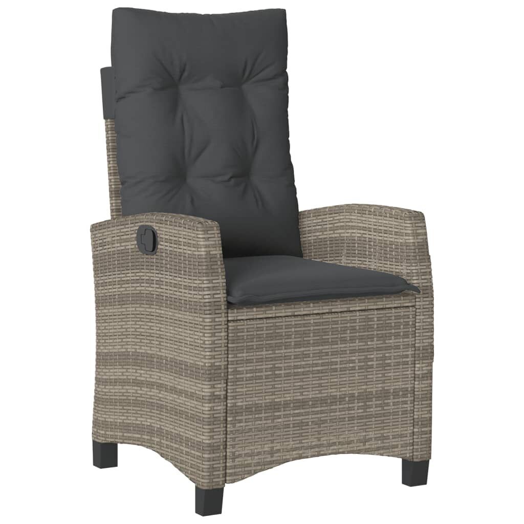 3 Piece Garden Dining Set with Cushions Grey Poly Rattan Price