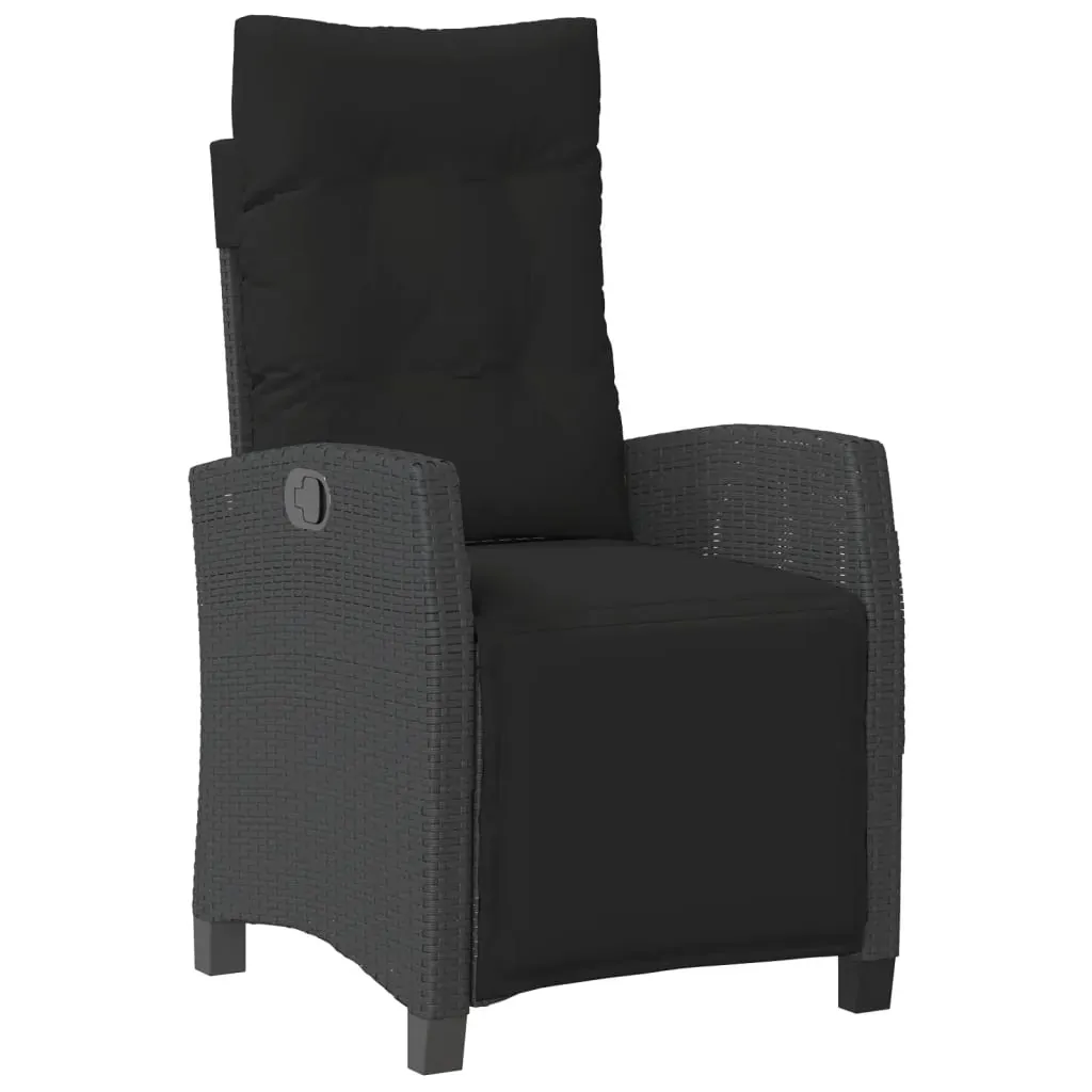 3 Piece Garden Dining Set with Cushions Black Poly Rattan Price