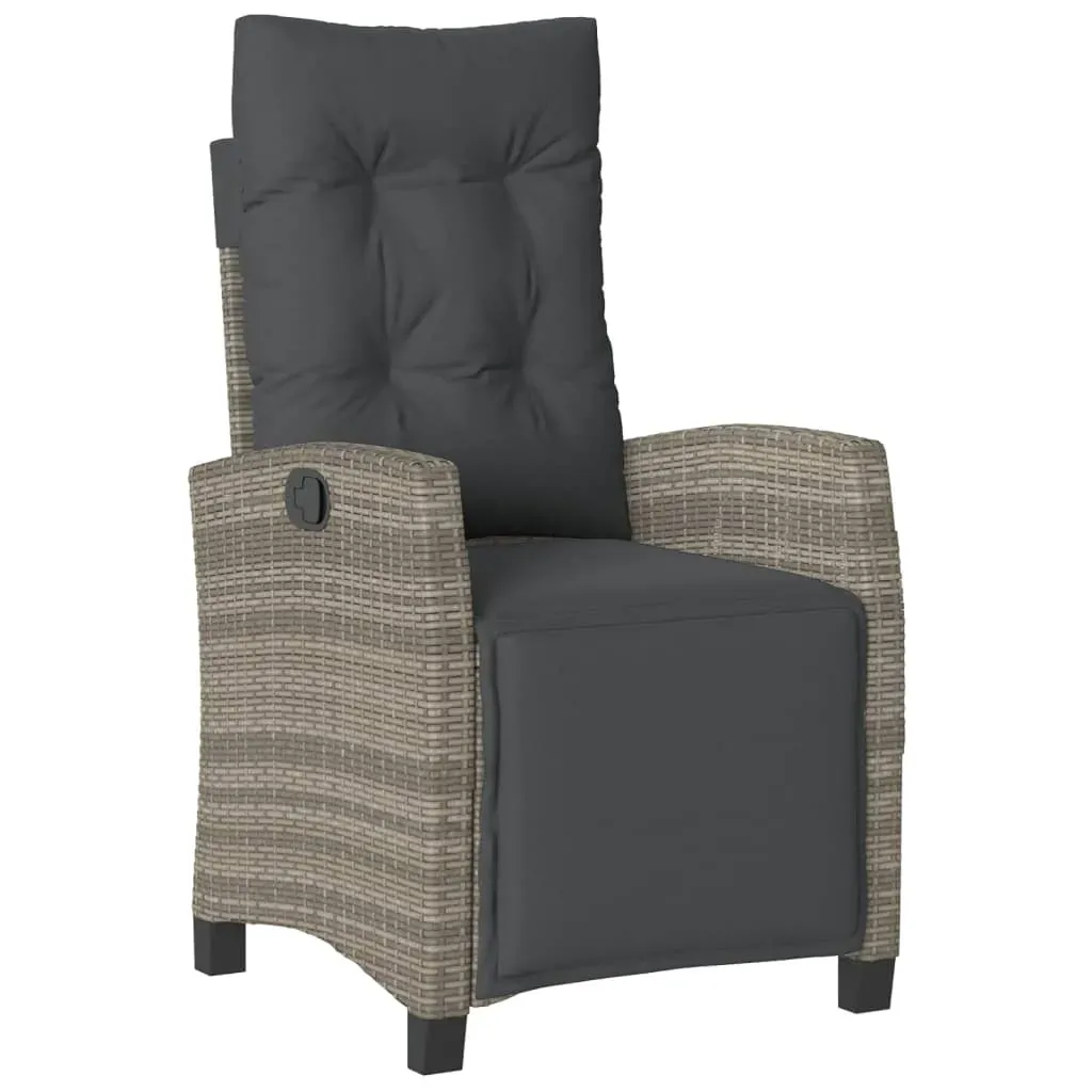 3 Piece Garden Dining Set with Cushions Grey Poly Rattan Price