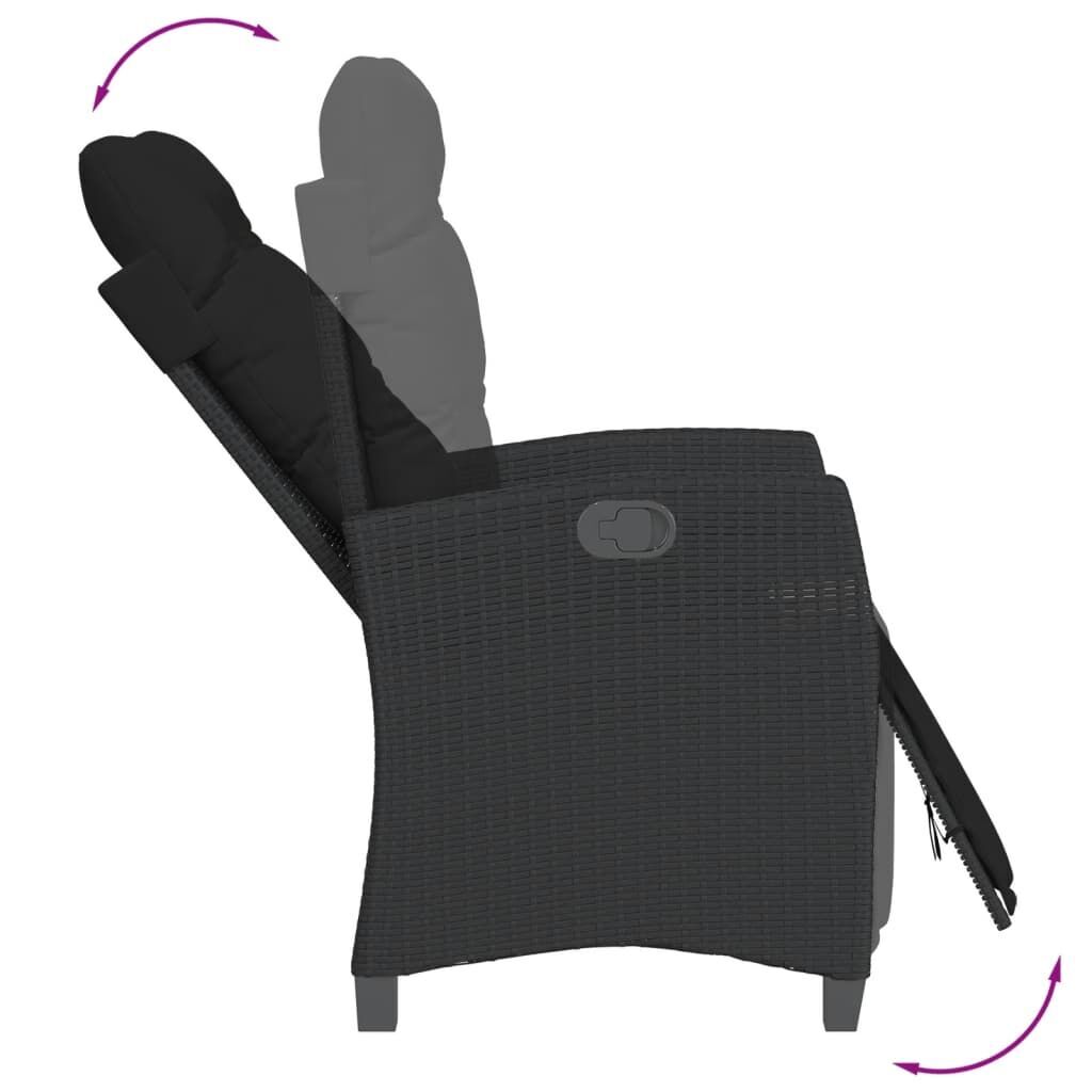 3 Piece Garden Dining Set with Cushions Black Poly Rattan Price