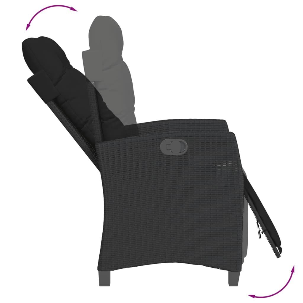 3 Piece Garden Dining Set with Cushions Black Poly Rattan Price