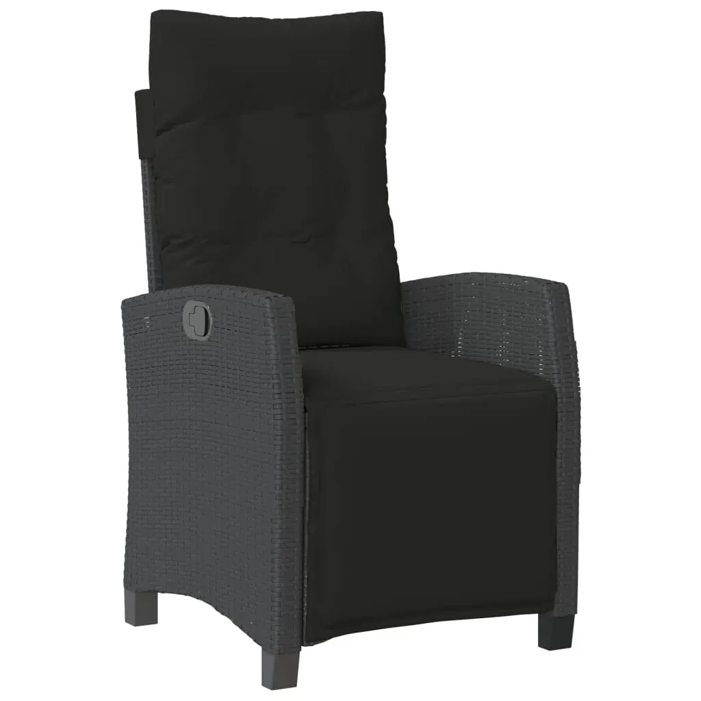 3 Piece Garden Dining Set with Cushions Black Poly Rattan Price