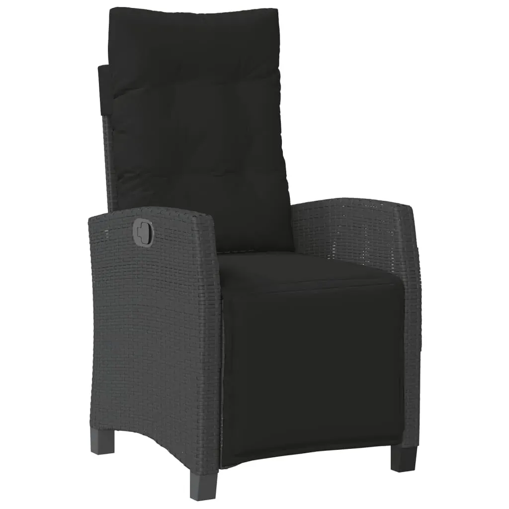 3 Piece Garden Dining Set with Cushions Black Poly Rattan Price