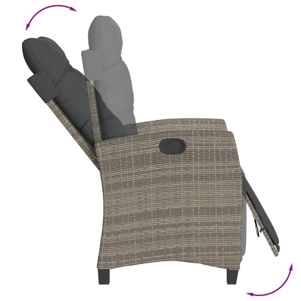 3 Piece Garden Dining Set with Cushions Grey Poly Rattan Price