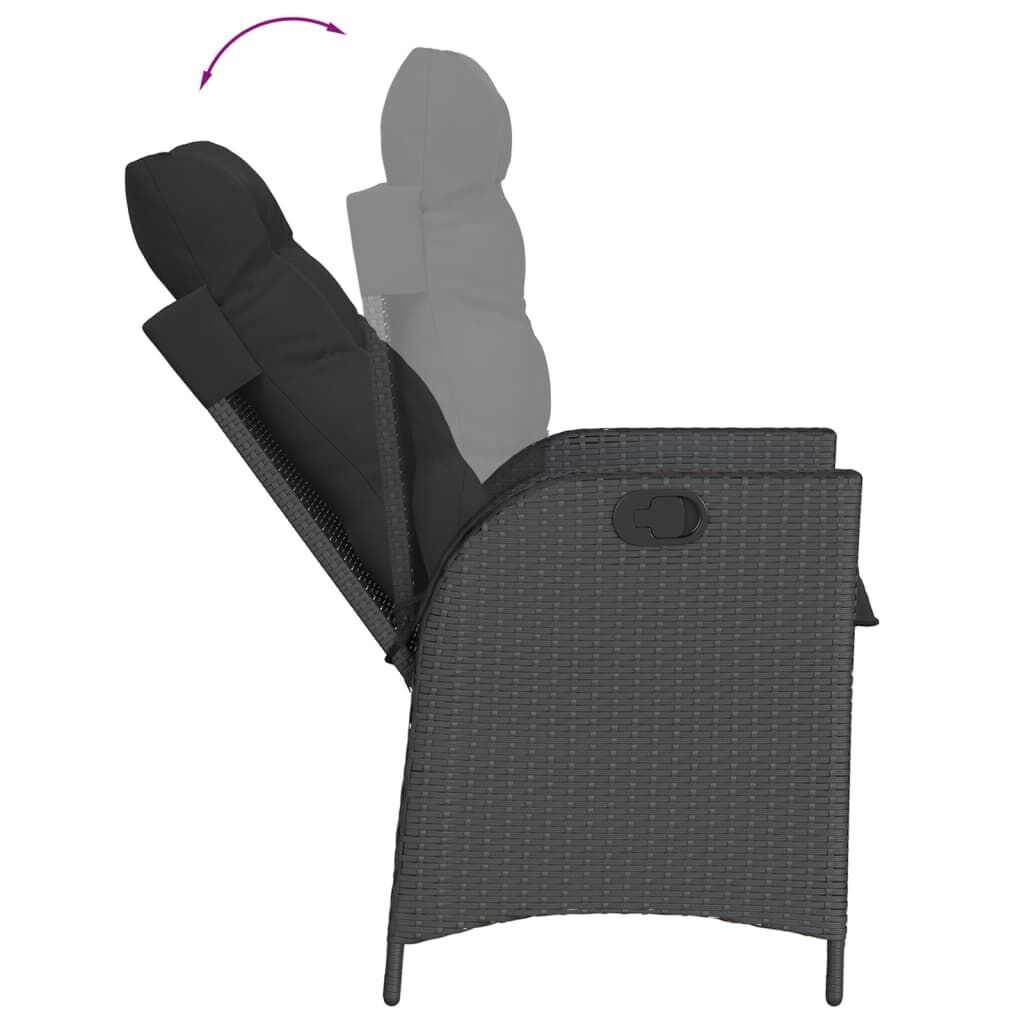 7 Piece Garden Dining Set with Cushions Black Poly Rattan Price