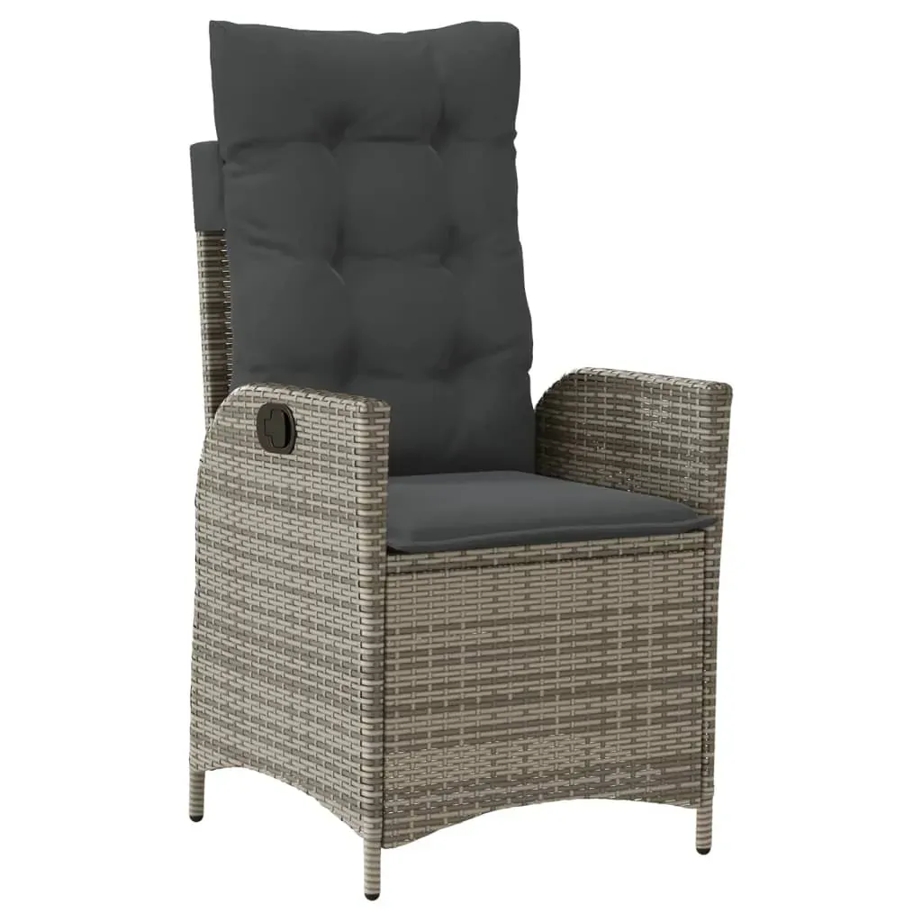 3 Piece Garden Dining Set with Cushions Grey Poly Rattan Price