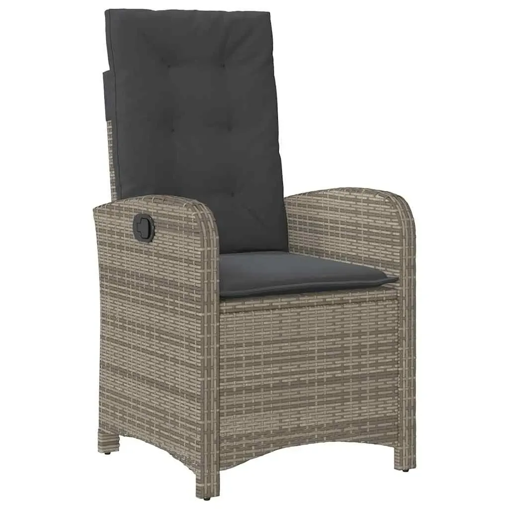 9 Piece Garden Dining Set with Cushions Grey Poly Rattan Price