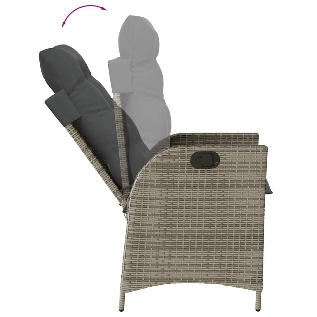 7 Piece Garden Dining Set with Cushions Grey Poly Rattan Price