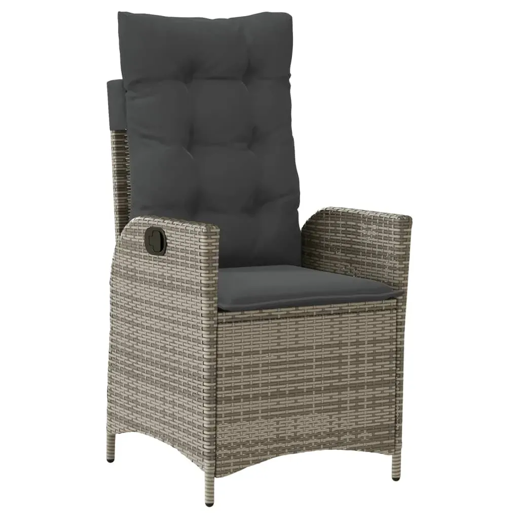 7 Piece Garden Dining Set with Cushions Grey Poly Rattan Price