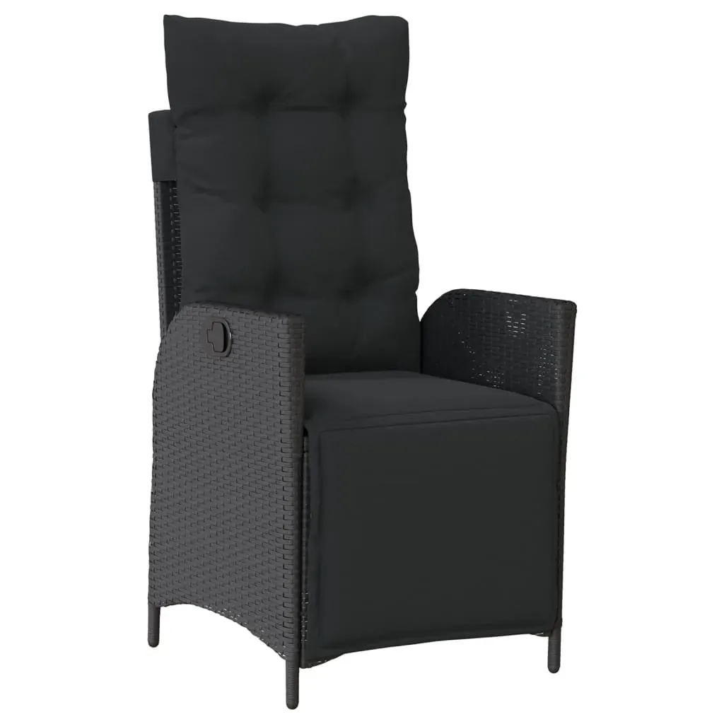 7 Piece Garden Dining Set with Cushions Black Poly Rattan Price