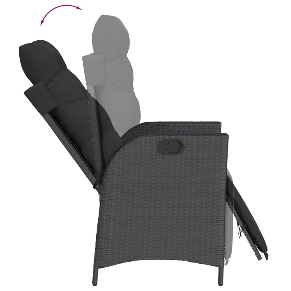 3 Piece Garden Dining Set with Cushions Black Poly Rattan Price