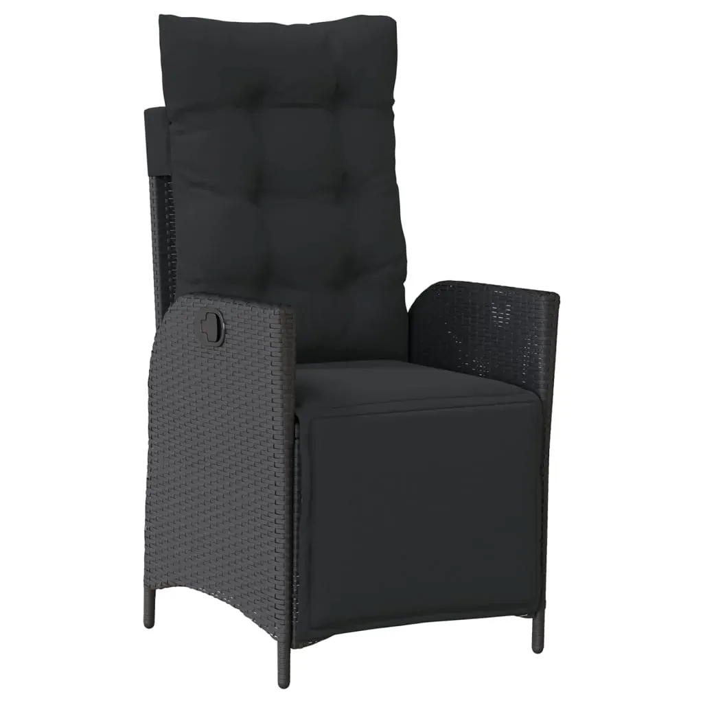 5 Piece Garden Dining Set with Cushions Black Poly Rattan Price