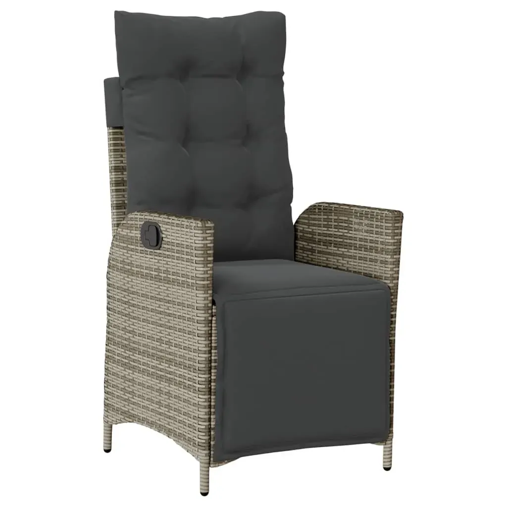 3 Piece Garden Dining Set with Cushions Grey Poly Rattan Price