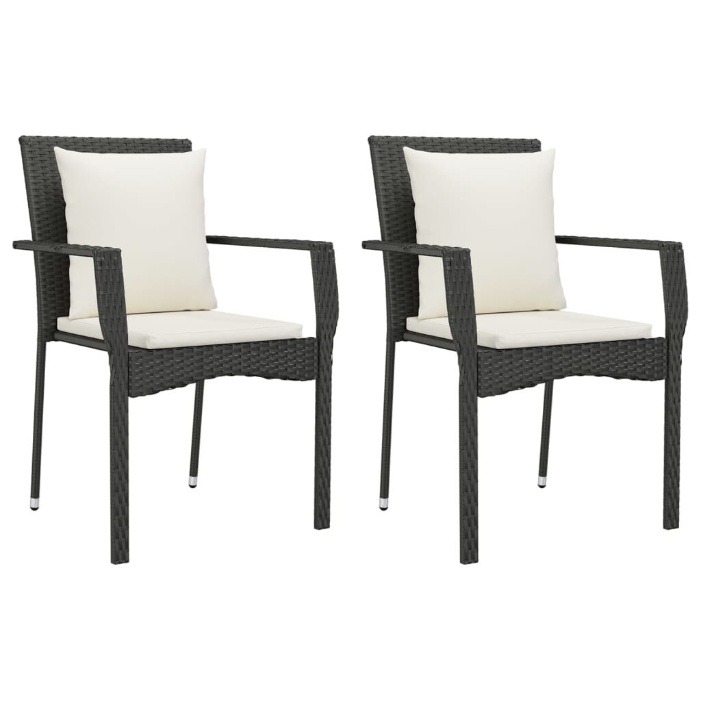 7 Piece Garden Dining Set with Cushions Black Poly Rattan Price