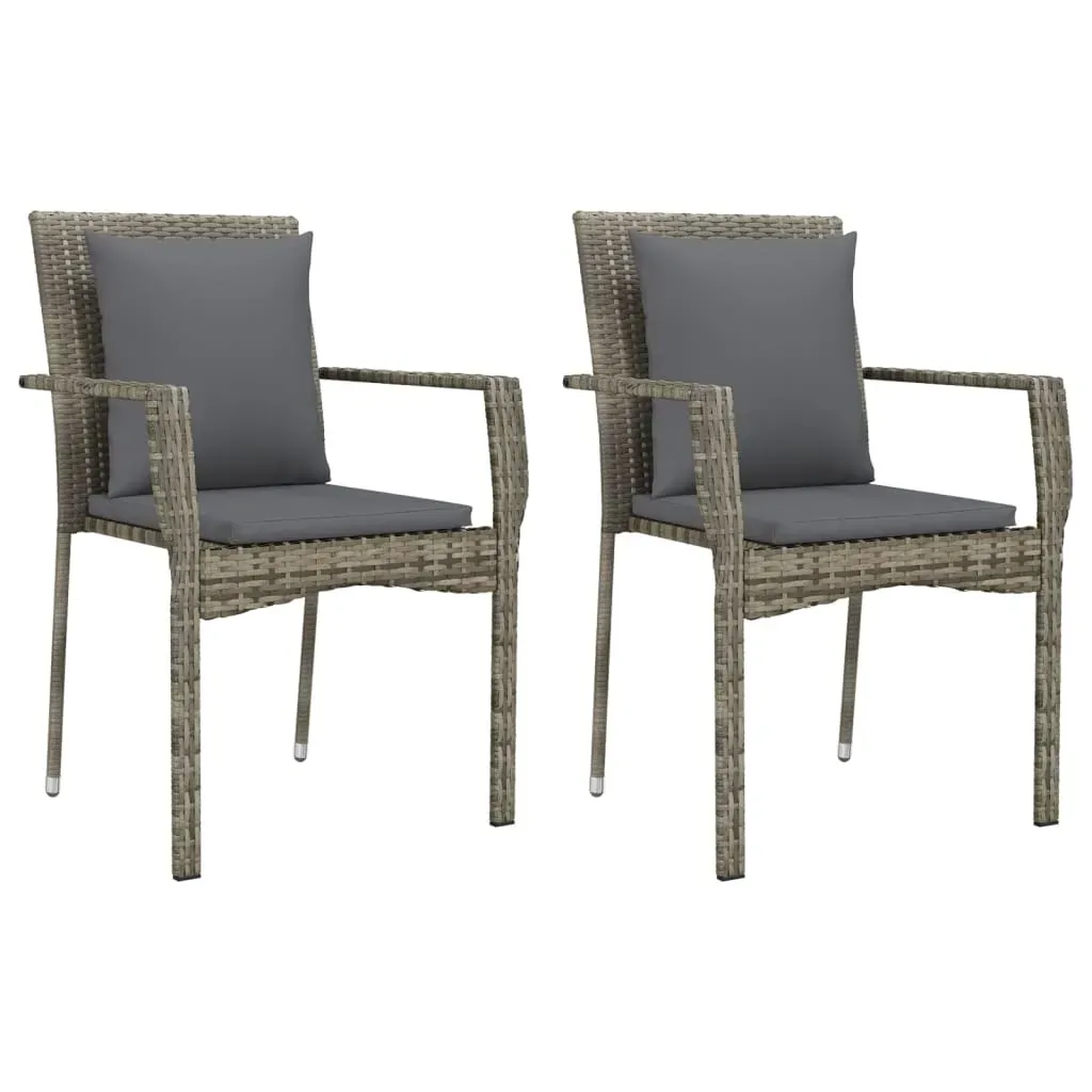 7 Piece Garden Dining Set with Cushions Grey Poly Rattan Price
