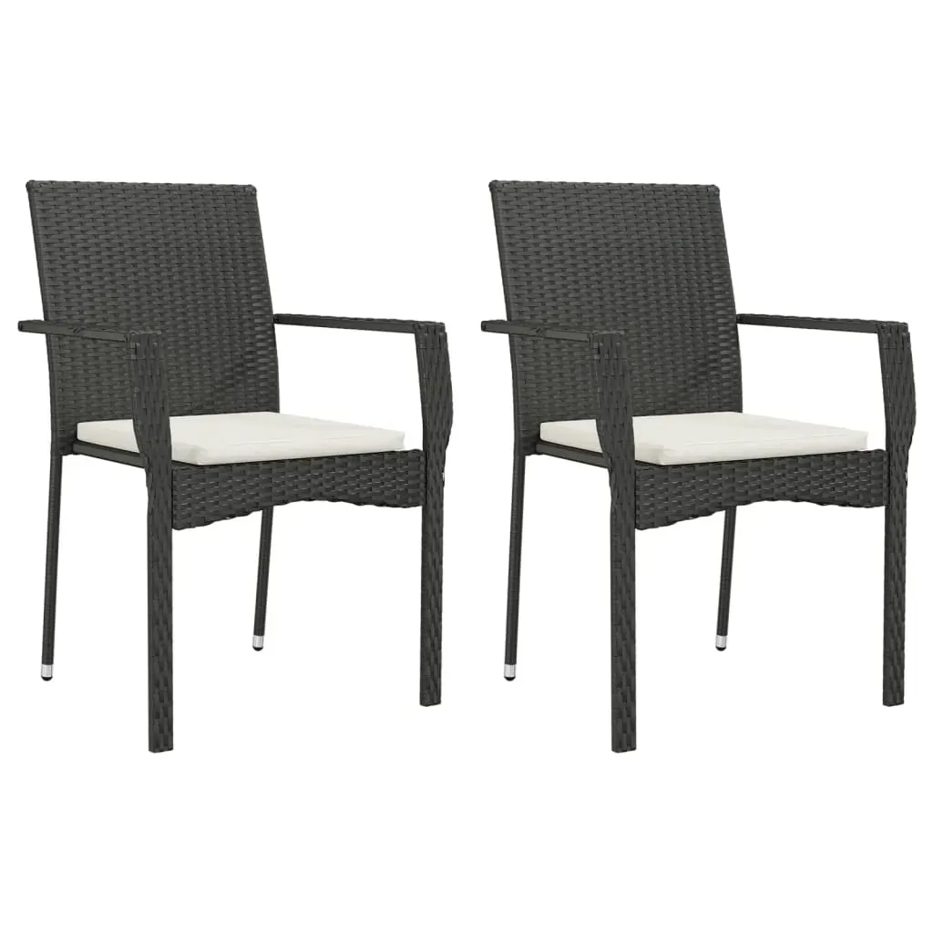 7 Piece Garden Dining Set with Cushions Black Poly Rattan Price