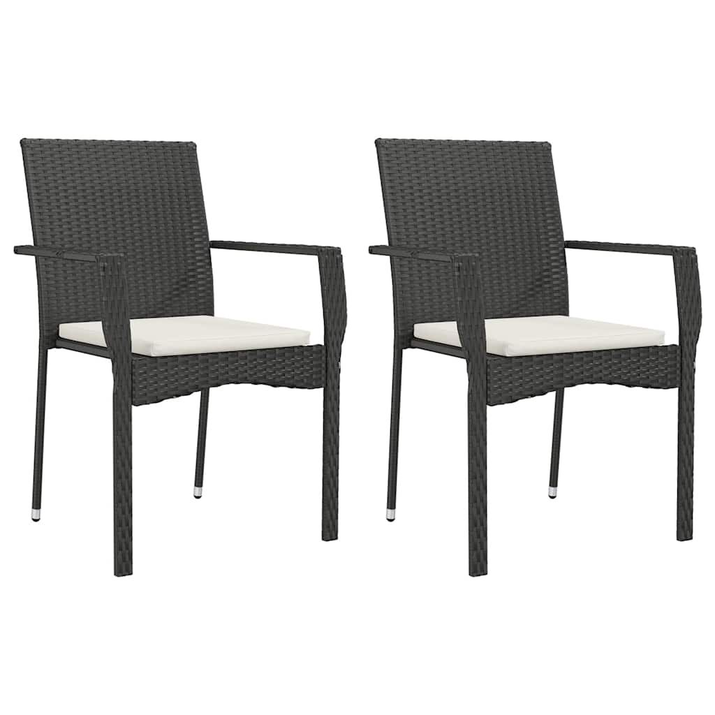 7 Piece Garden Dining Set with Cushions Black Poly Rattan Price