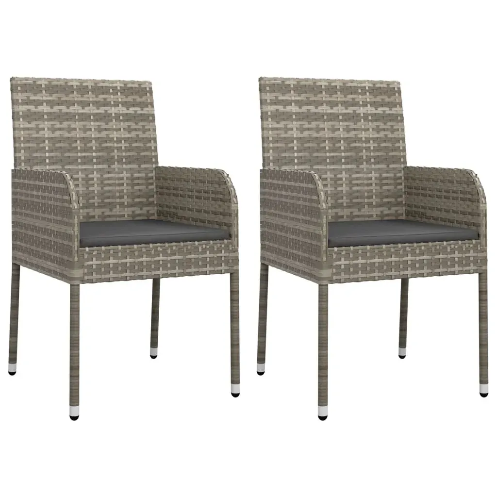 7 Piece Garden Dining Set with Cushions Grey Poly Rattan Price