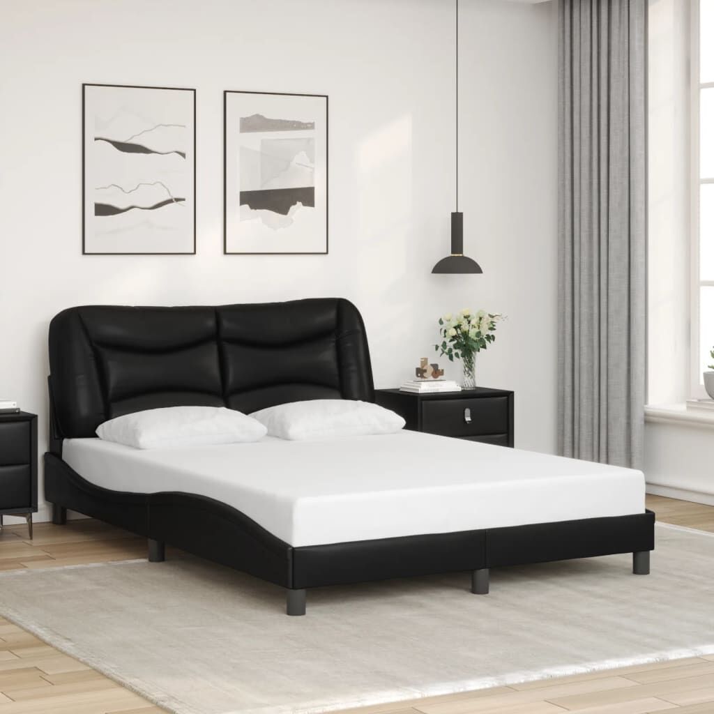 Bed Frame with LED without Mattress Black 137x187 cm Double Price