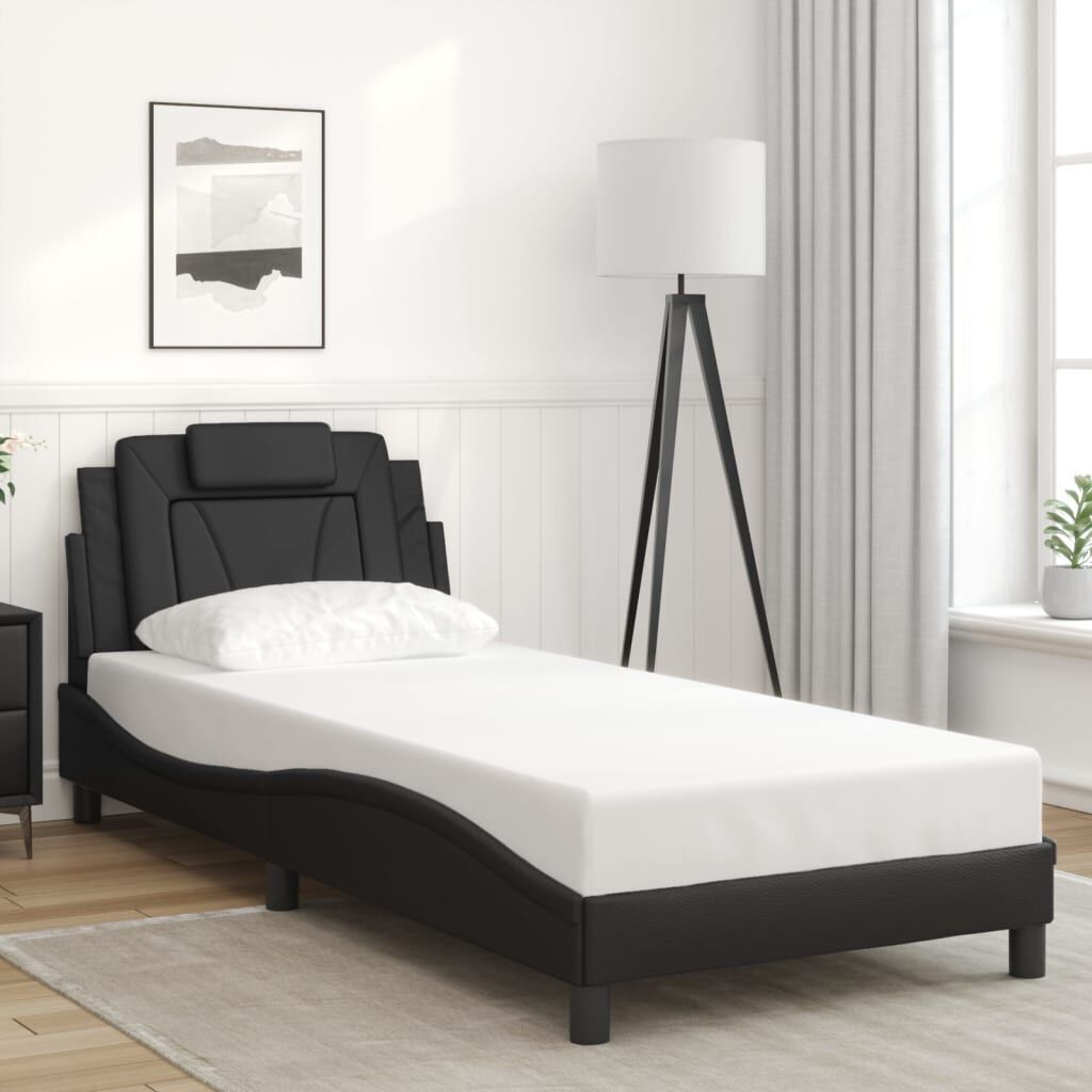 Bed Frame with LED without Mattress Black 90x190 cm Price