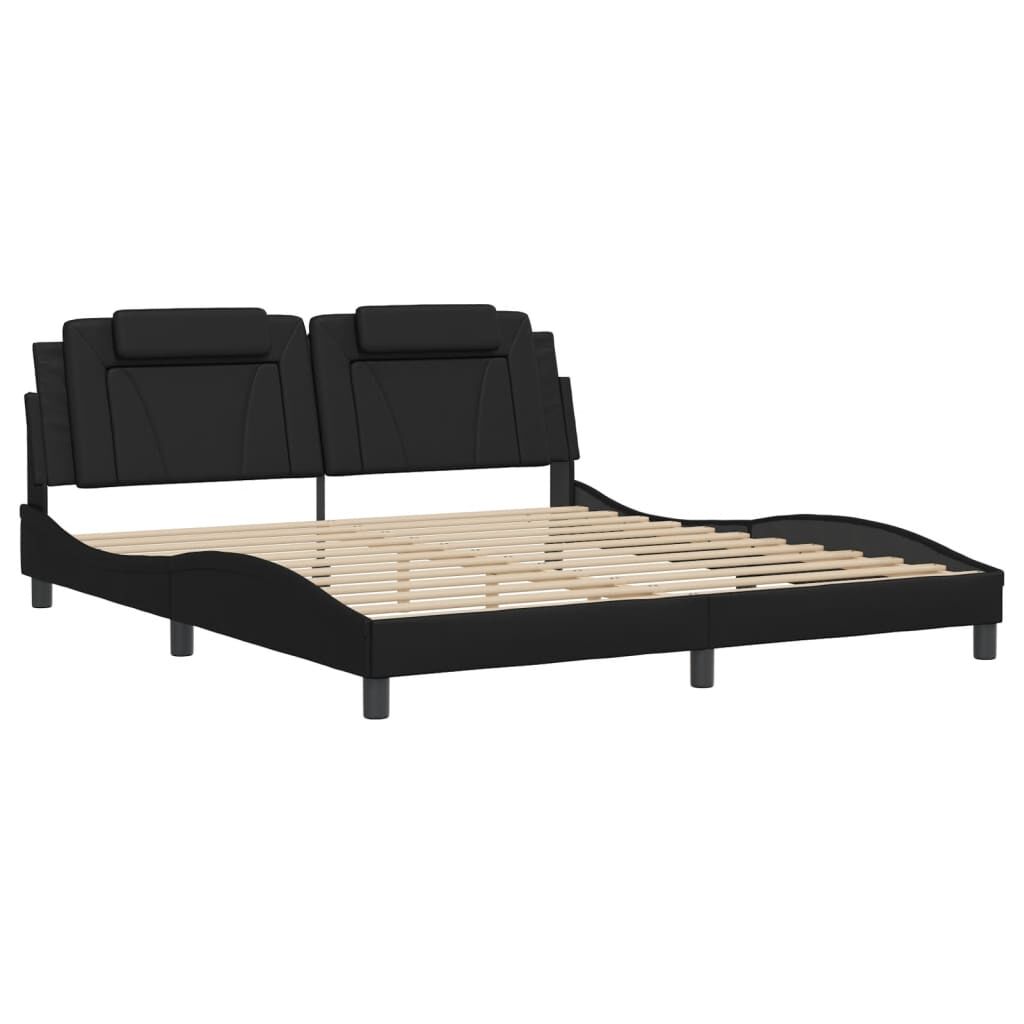 Bed Frame with LED without Mattress Black 183x203 cm King Price