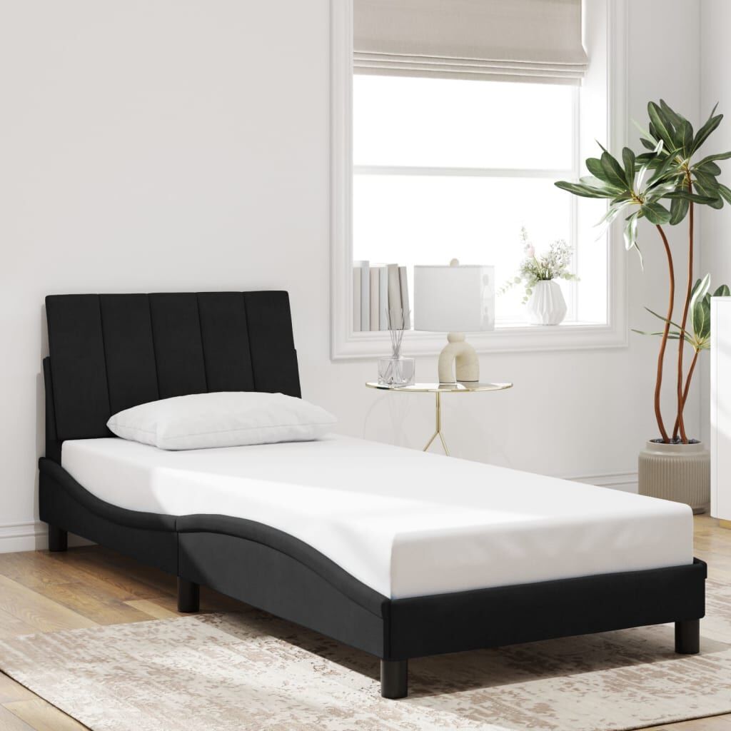 Bed Frame with LED without Mattress Black 90x190 cm Velvet Price