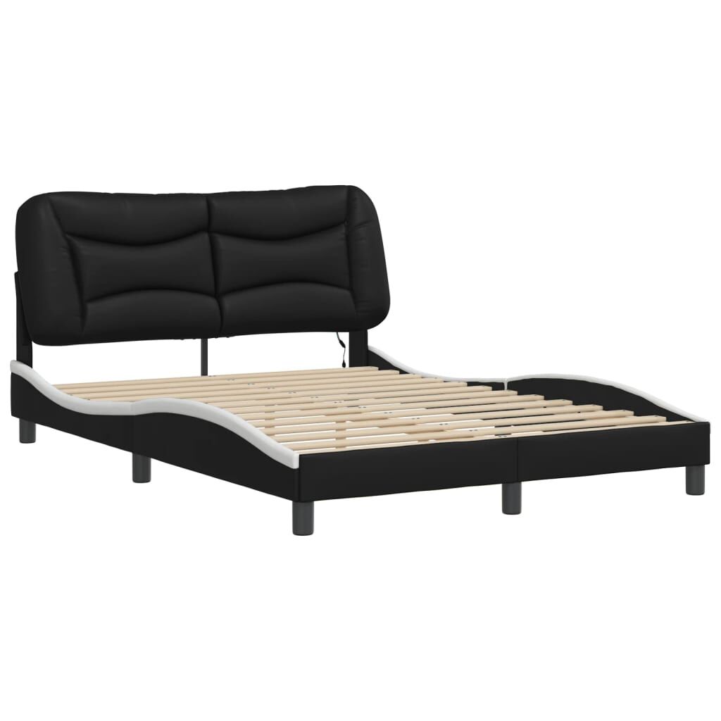 Bed Frame with LED without Mattress Black and White 137x187 cm Double Price