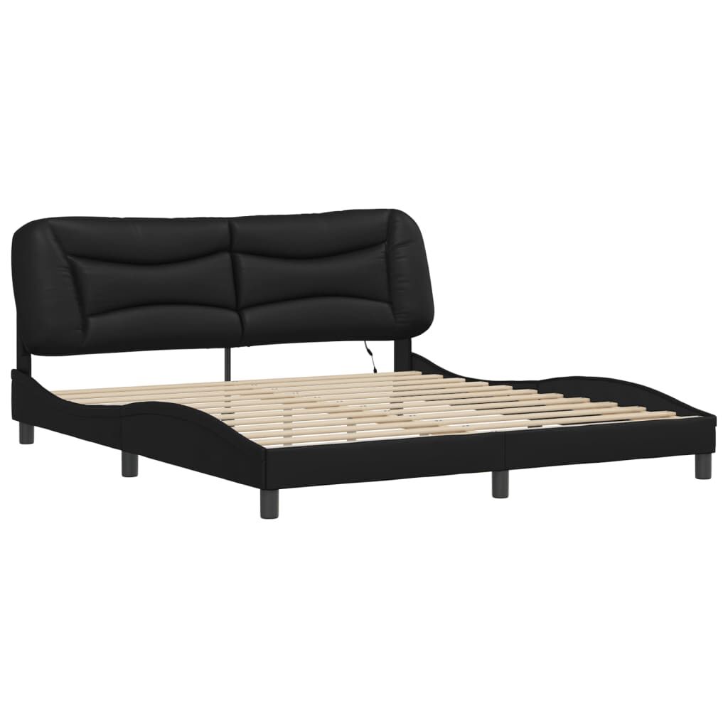 Bed Frame with LED without Mattress Black 183x203 cm King Price