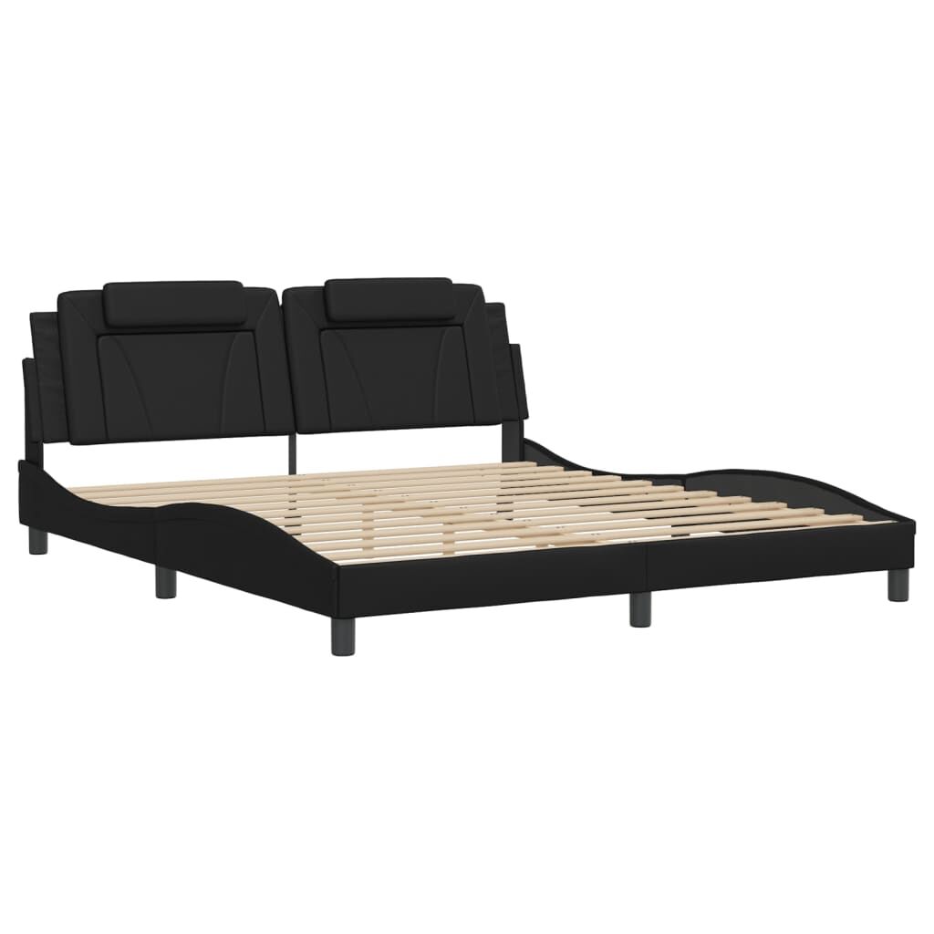Bed Frame with LED without Mattress Black 183x203 cm King Price