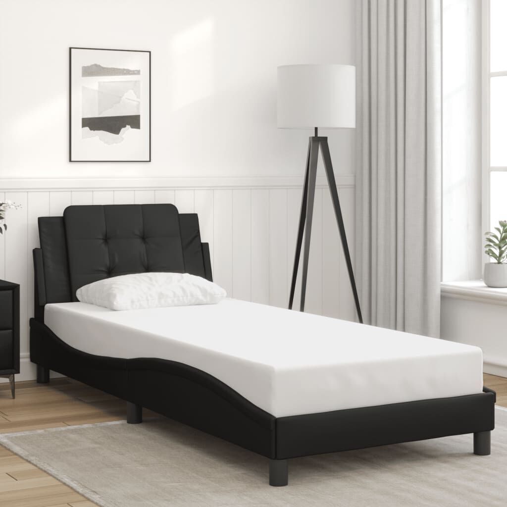 Bed Frame with LED without Mattress Black 90x190 cm Price