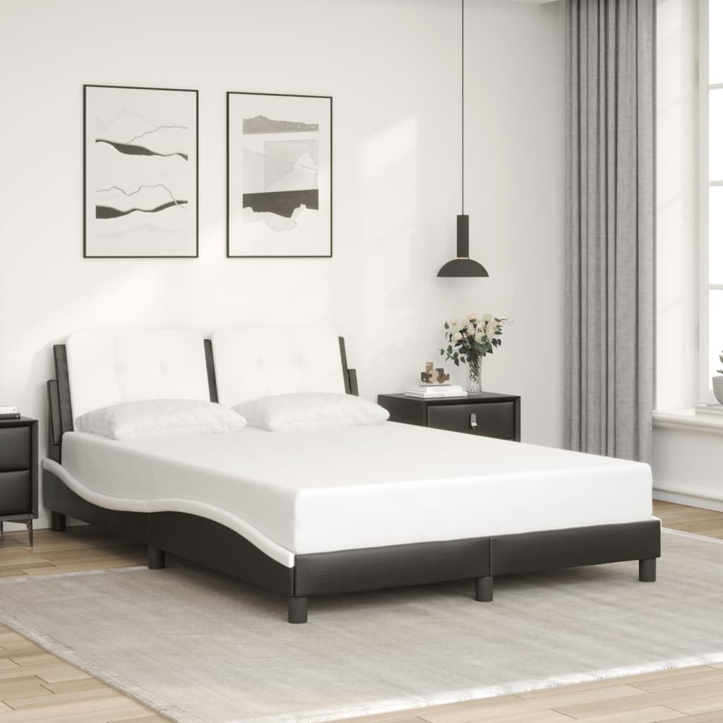 Bed Frame with LED without Mattress Black and White 137x187 cm Double Price