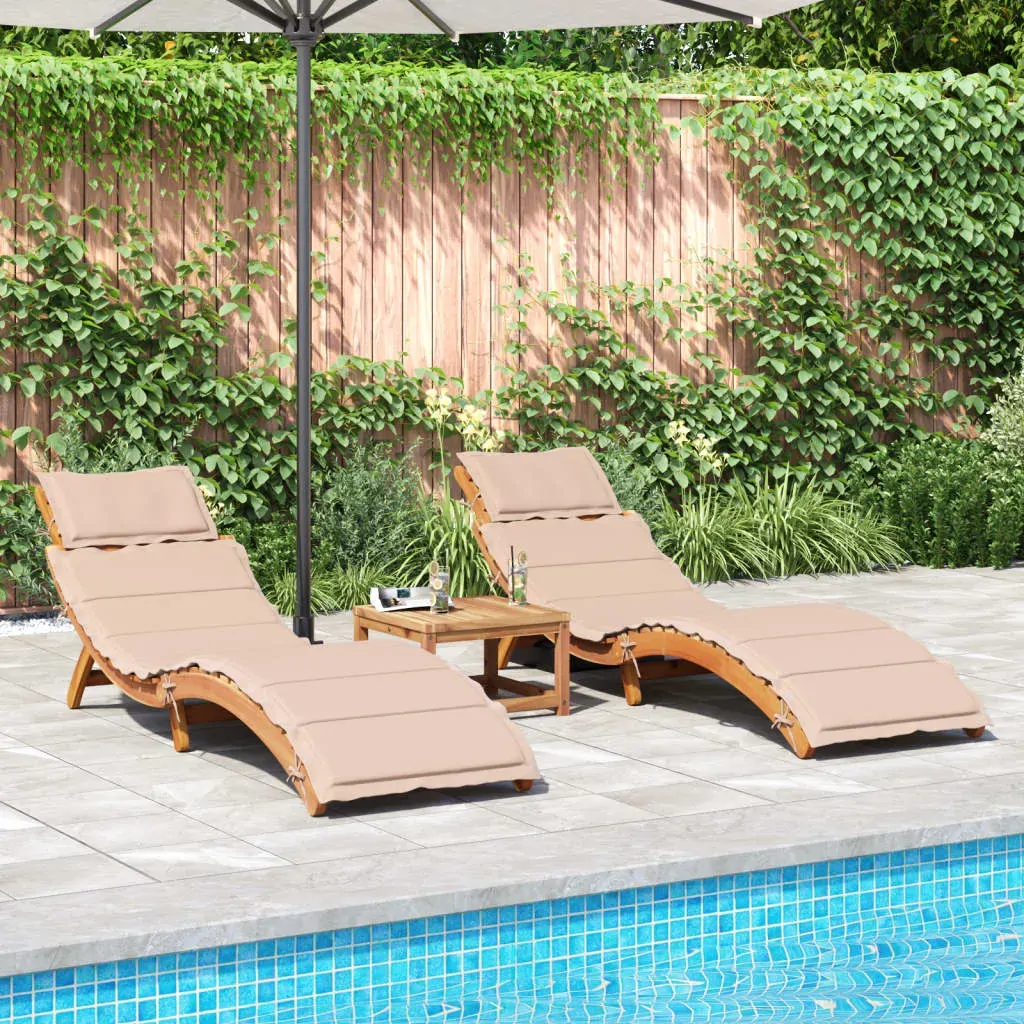 Sun Loungers with Cushions 2 pcs Beige Solid Wood Acacia Price
