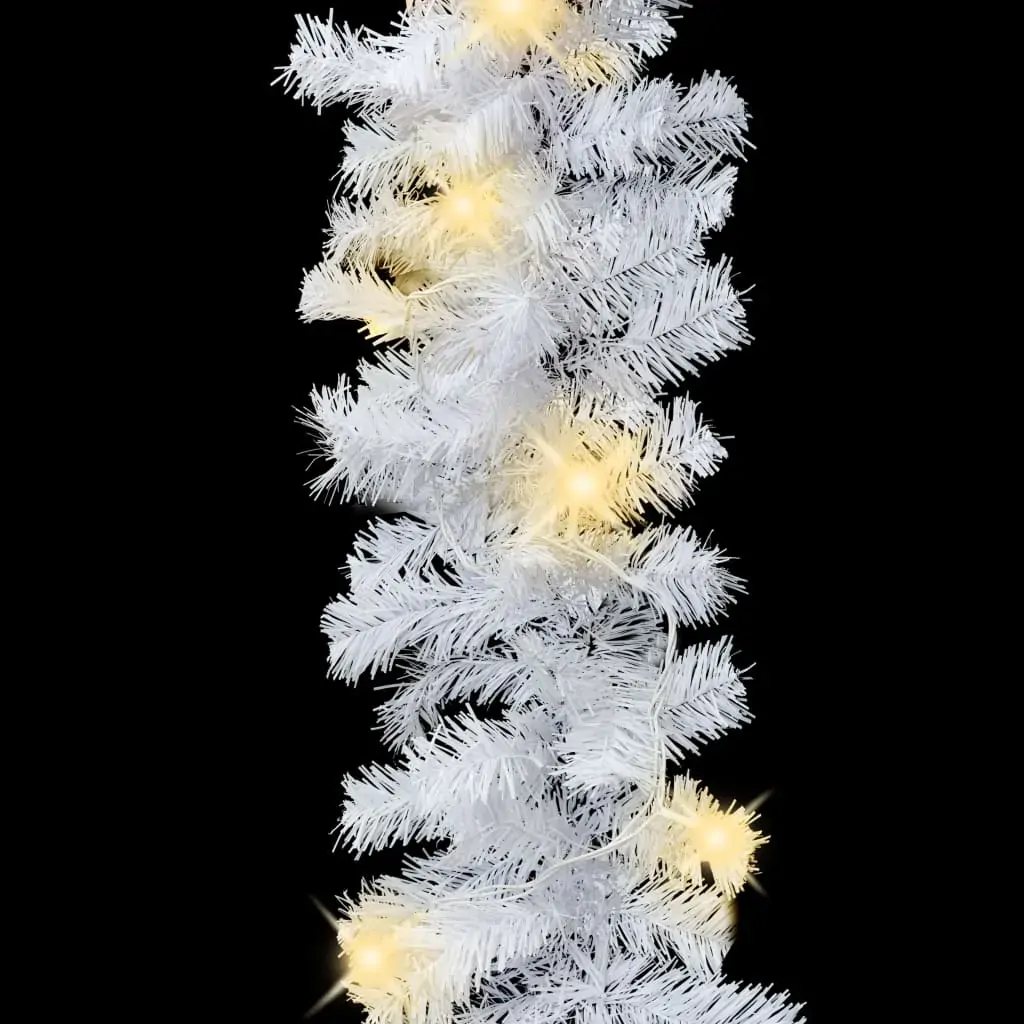 Christmas Garland with LED Lights White 5 m PVC Price