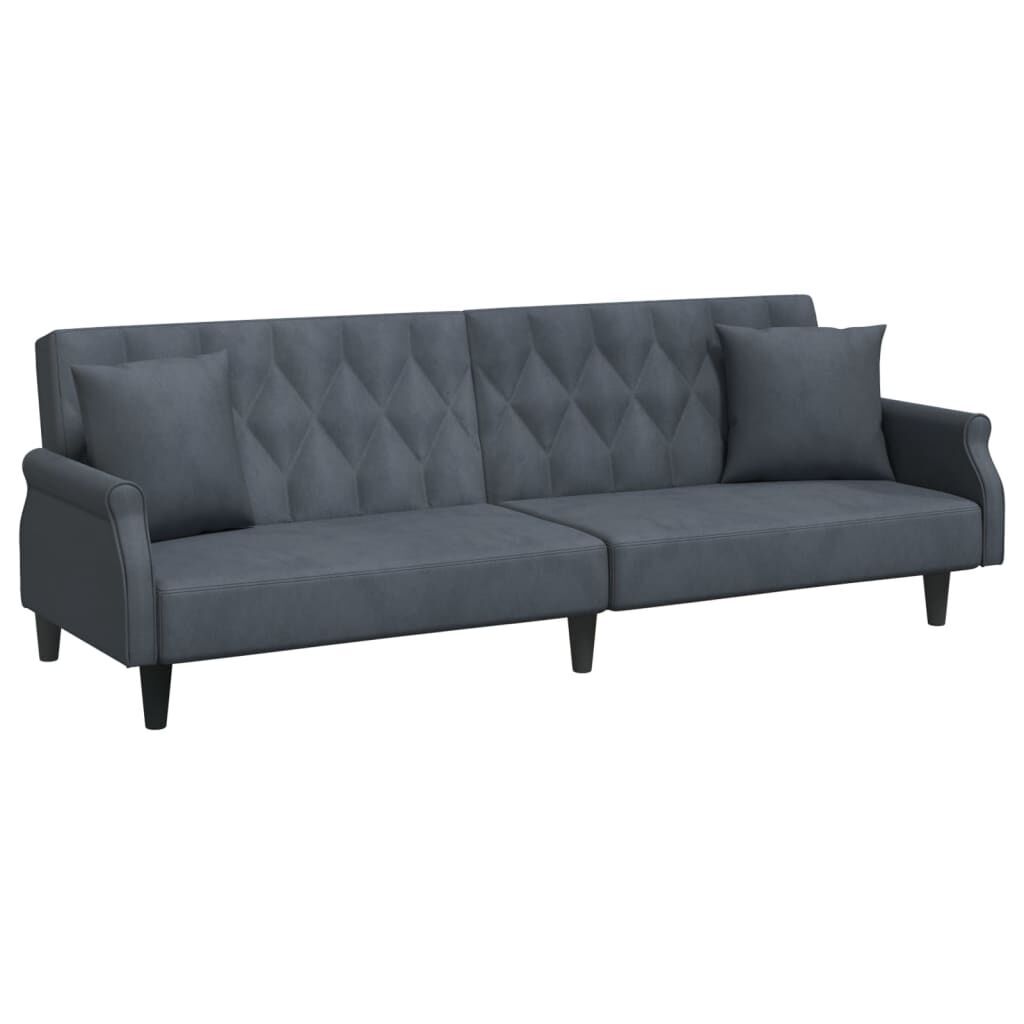 2-Seater Sofa Bed with Pillows and Footstool Dark Grey Velvet Price