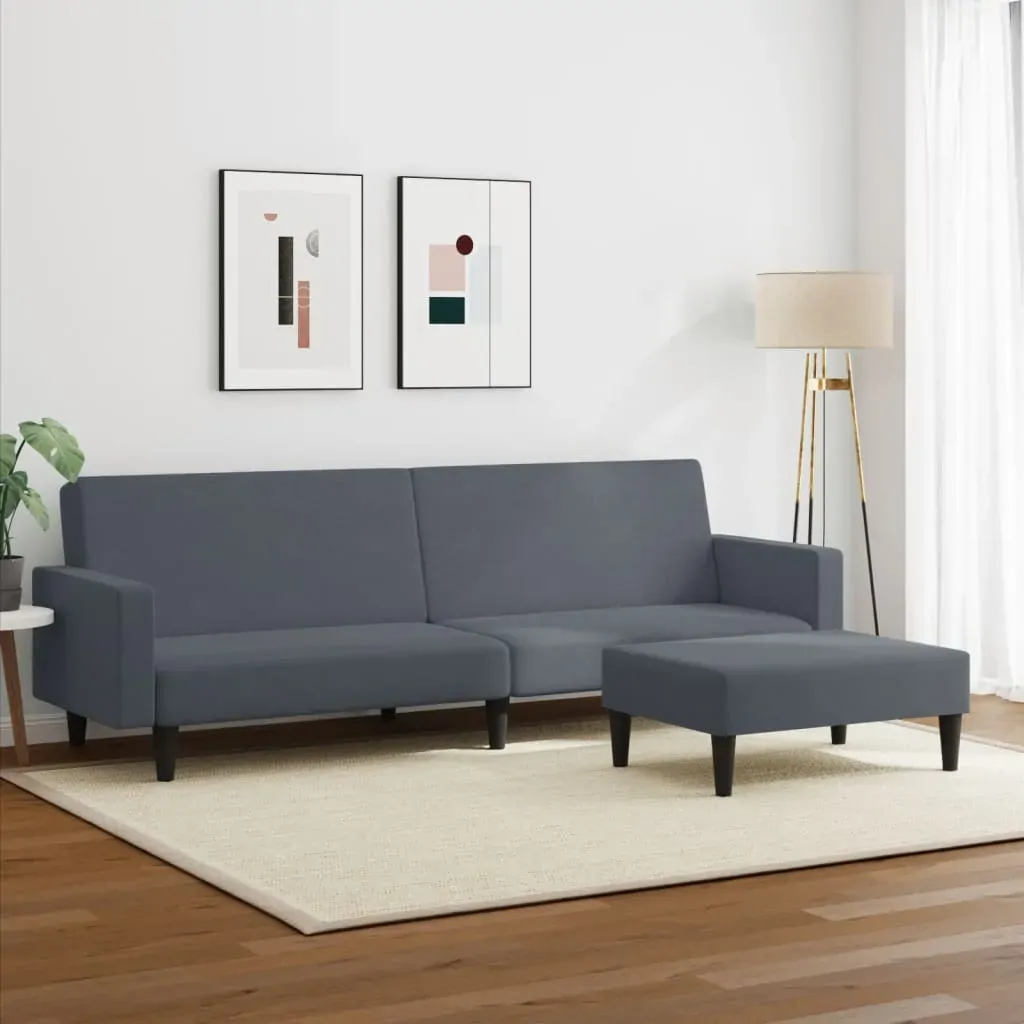 2-Seater Sofa Bed with Footstool Dark Grey Velvet Price
