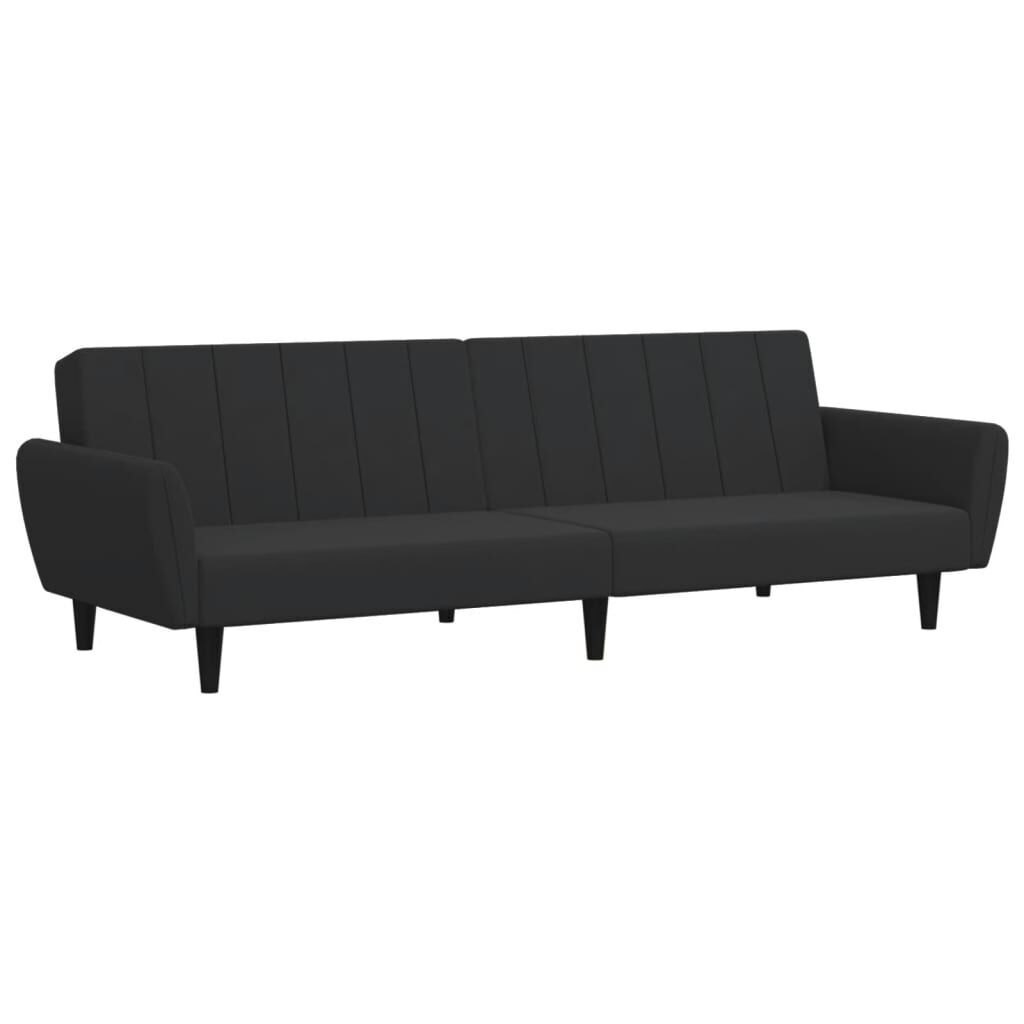 2-Seater Sofa Bed with Footstool Black Velvet Price
