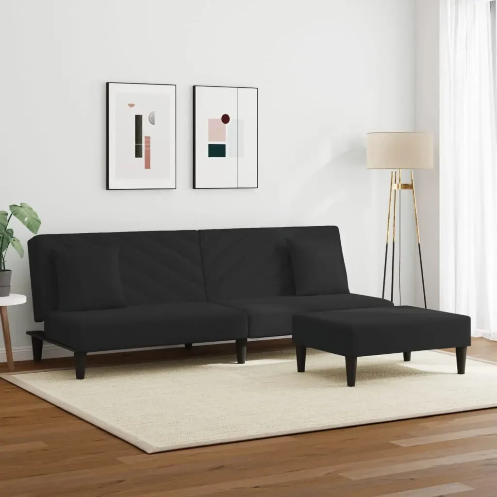 2 Piece Sofa Set with Pillows Black Velvet Price