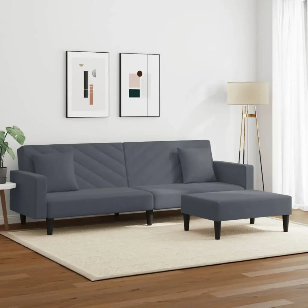 2 Piece Sofa Set with Pillows Dark Grey Velvet Price