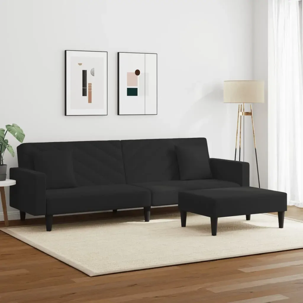 2 Piece Sofa Set with Pillows Black Velvet Price