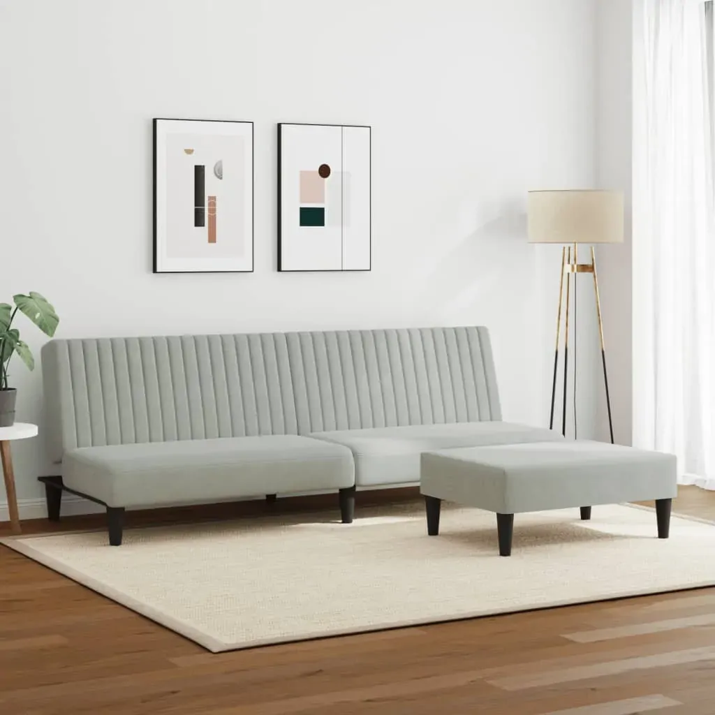 2 Piece Sofa Set Light Grey Velvet Price
