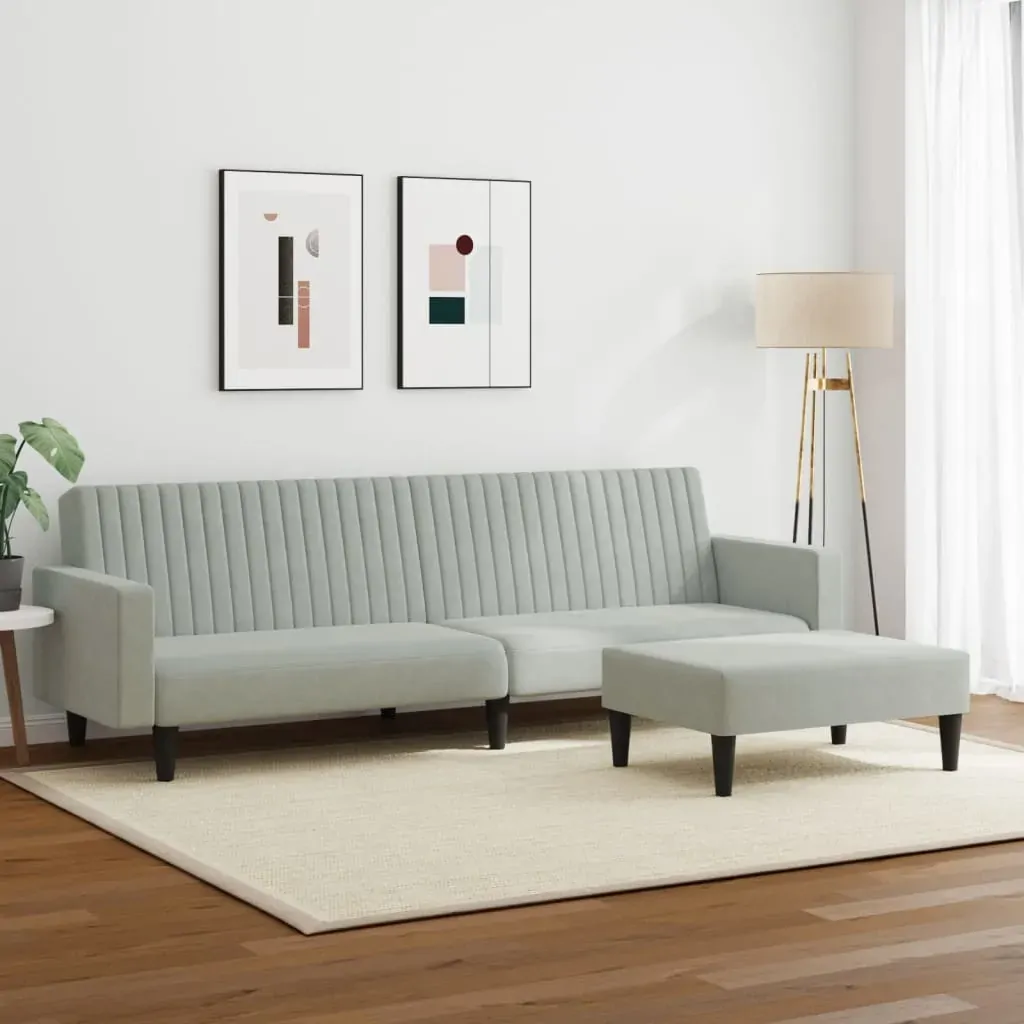 2 Piece Sofa Set Light Grey Velvet Price