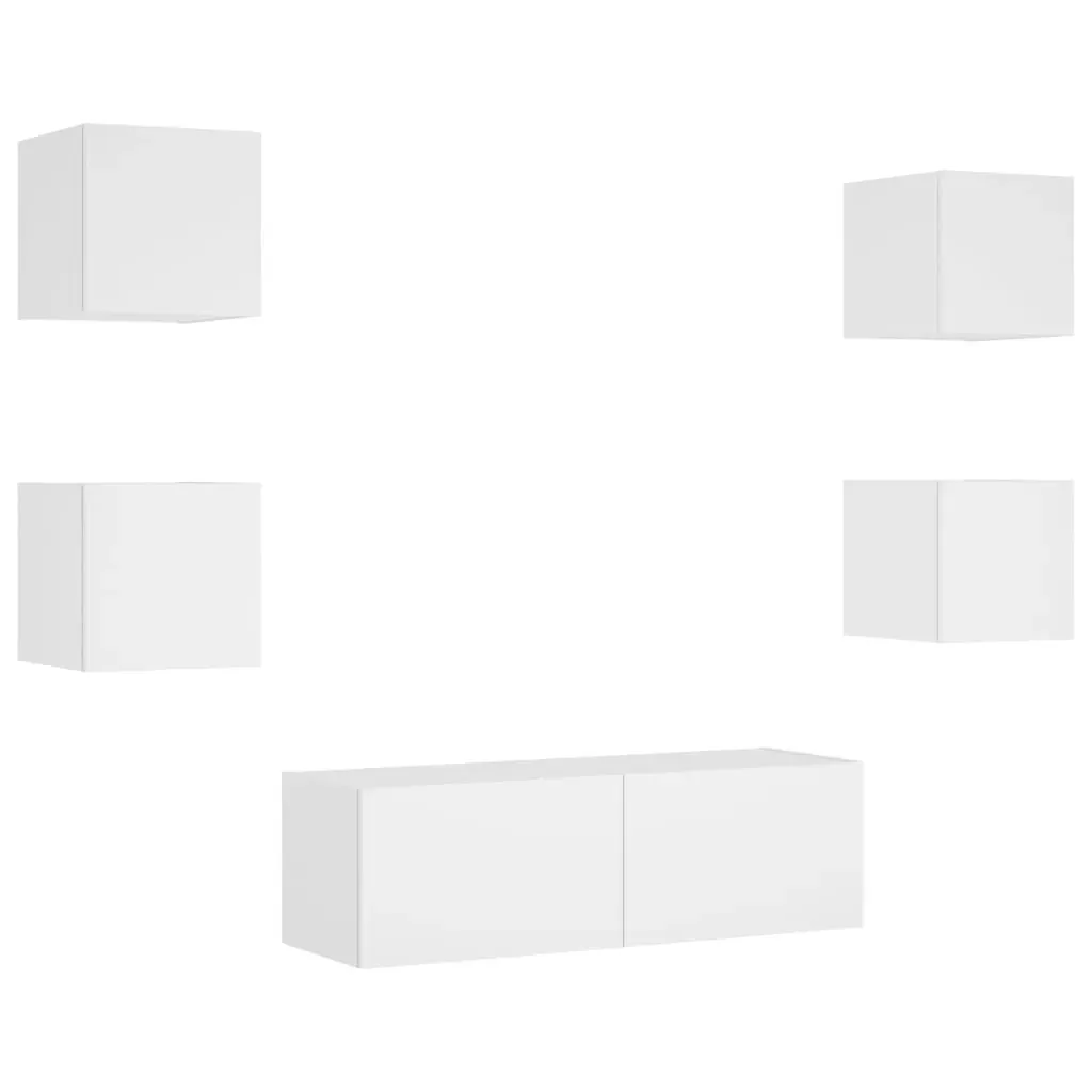 5 Piece TV Wall Cabinets with LED Lights White Price