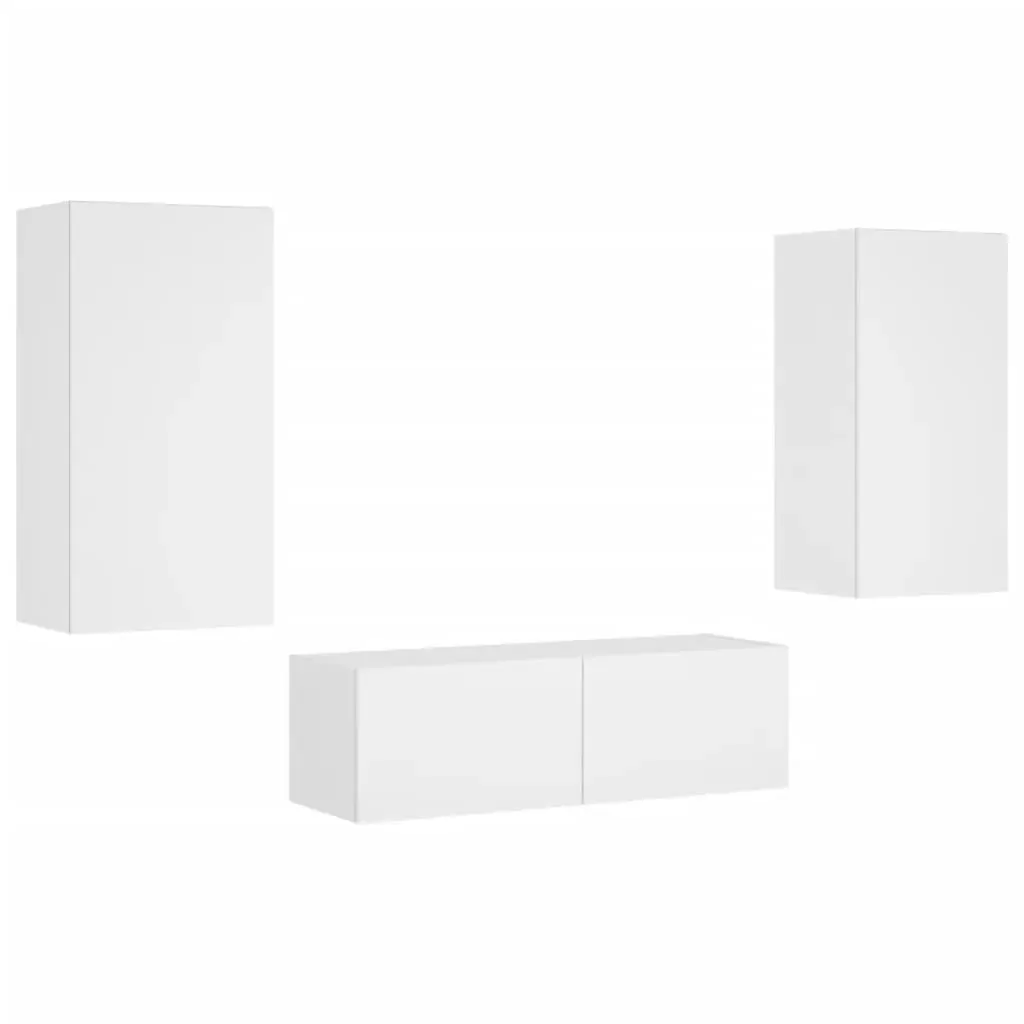 3 Piece TV Wall Cabinets with LED Lights White Price