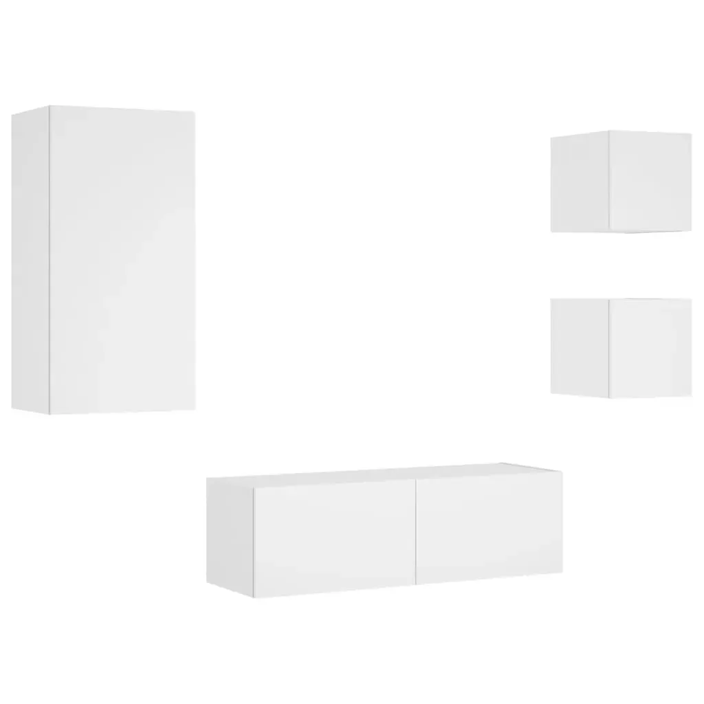 4 Piece TV Wall Cabinets with LED Lights White Price